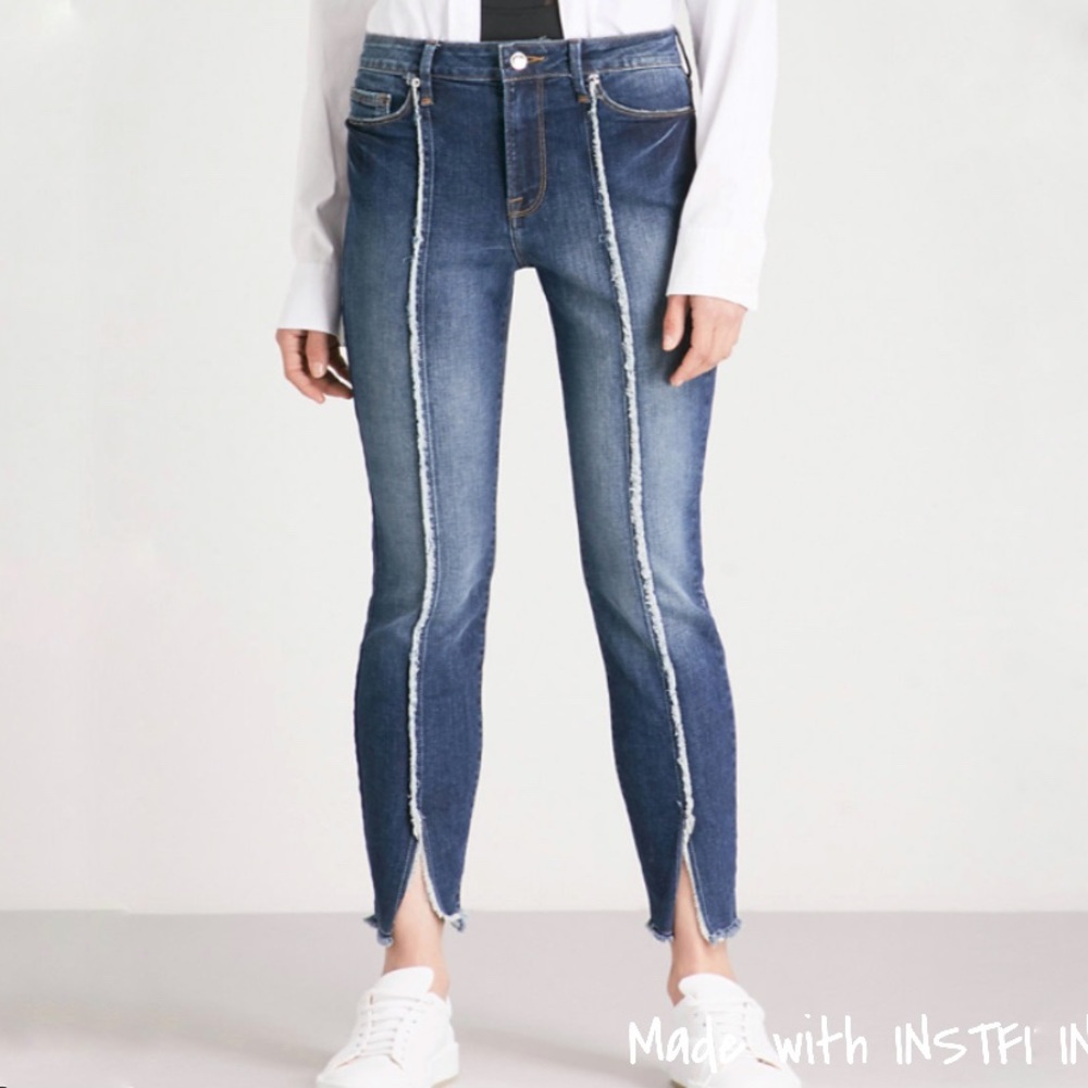 Good American Crop Raw Seam Skinny Mid-Rise Jeans